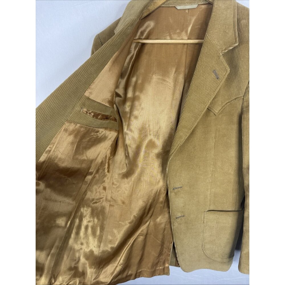 Vintage L-Bar-H Western Corduroy Sport Coat Blazer Tan Western USA Made‎ 38R - Picture 7 of 12
